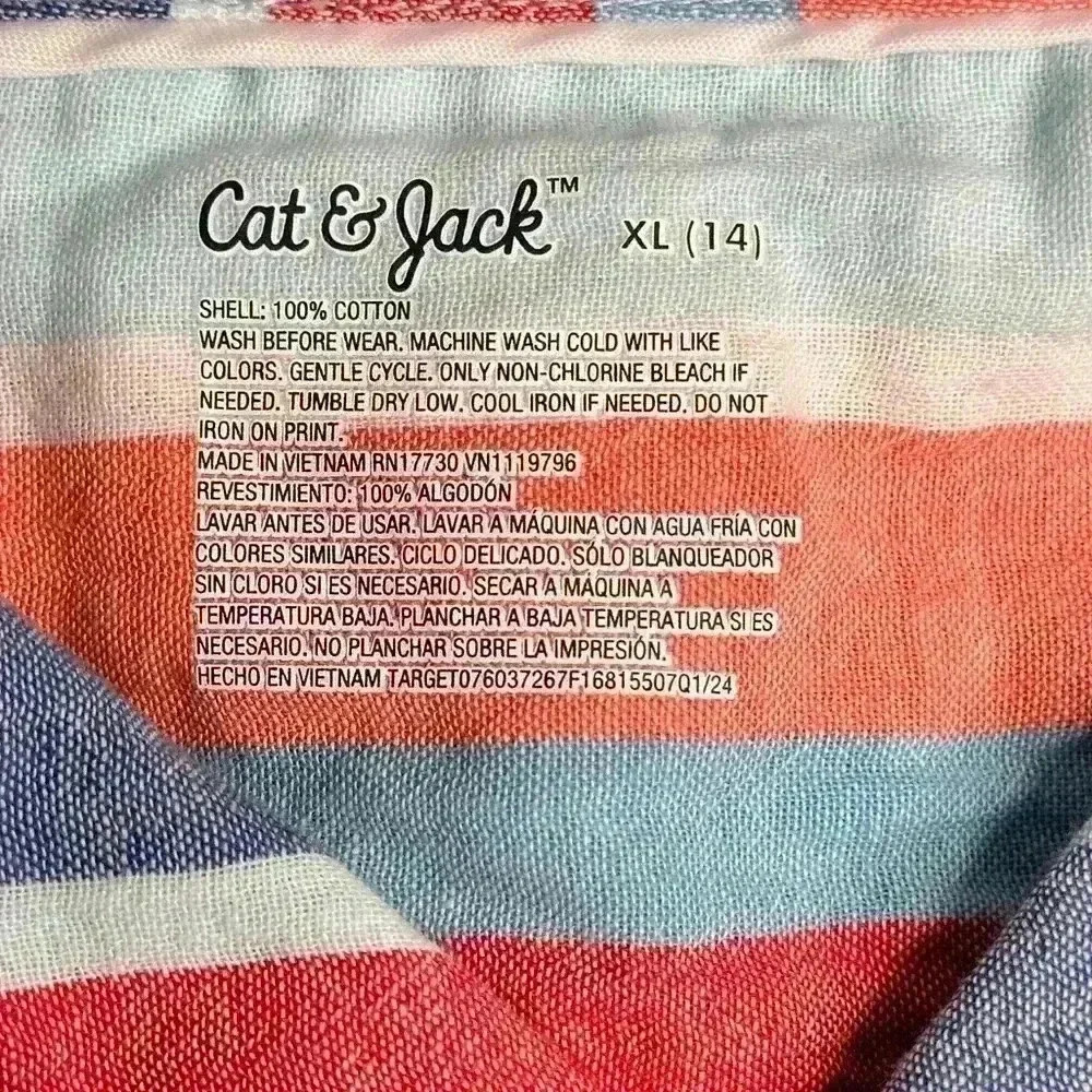 Cat & Jack Boys' Short Sleeve Button-Down Shirt 100% Cotton summer top - Picture 9 of 12